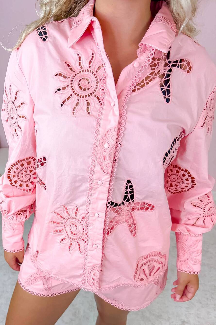 NEW HEYSON women's seashell society blouse in coral
